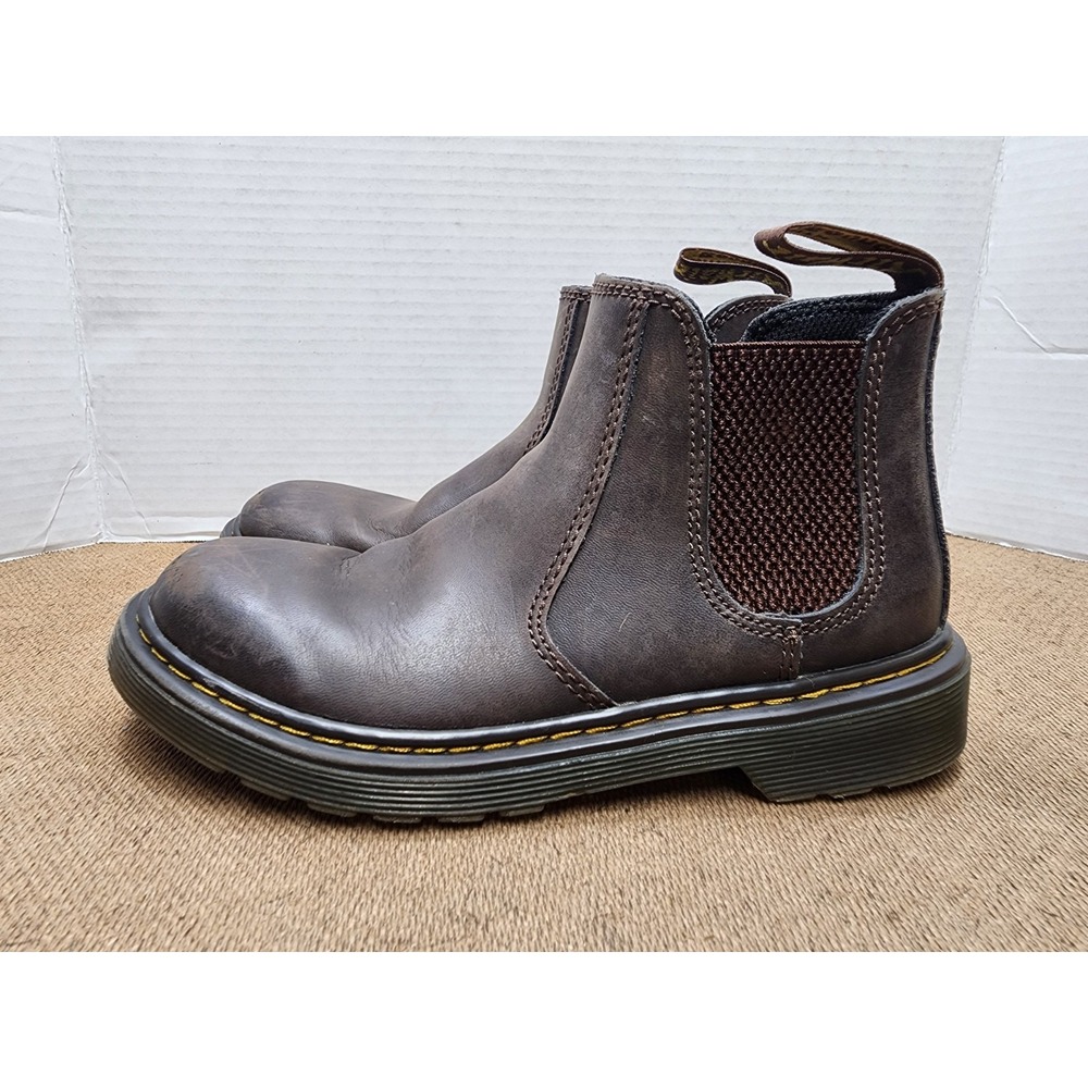 Dr Martens Boots Youth Kids 2 Brown Vegan Side Zip Ankle Chelsea Booties